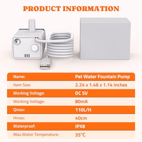 Image of Pawtners Replacement Pump for WF008A 4L Stainless Steel Cat Water Fountain