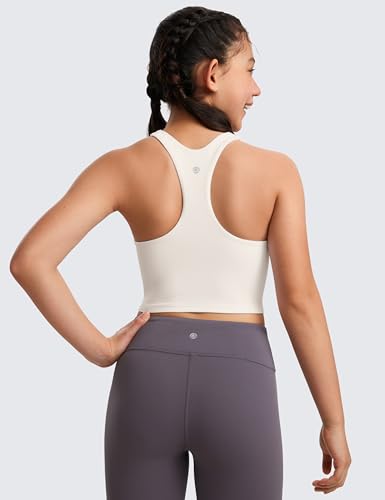 Image of CRZ YOGA Girls Butterluxe Double Lined Crop Tank | Dance, Extremely Soft, Tight Fit, High Neck, Athletic, Sleeveless Tops for Teen