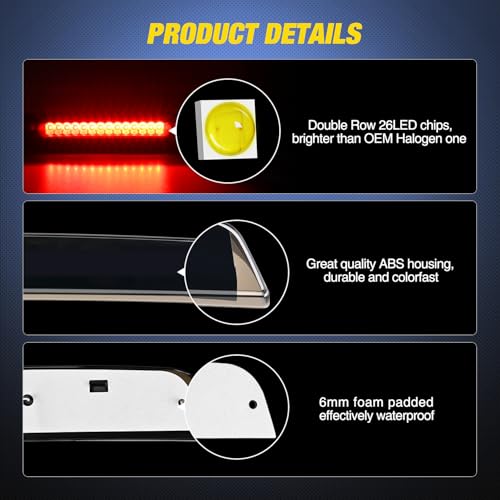 Image of Nilight Third Brake Light Tail High Mount 3rd Stop Cargo Reverse Lights Smoked Lens Compatible with Nissan Titan 2004-2015 Nissan Frontier 2005-2016 Pickup Truck Rear Cab Lamp