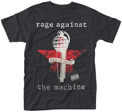 OPPUYYGHV Rage Against The Machine 'Bulls On Parade Mic' T Shirt(Large)