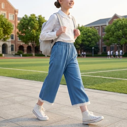 Image of Toddler Girls Capri Pants Lightweight Palazzo Wide Leg Summer Pants 3-10 Years