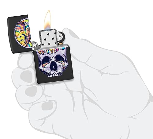Image of Zippo Skull Moon Design Black Matte, Windproof Pocket Lighter, Refillable, (BIS Certified)