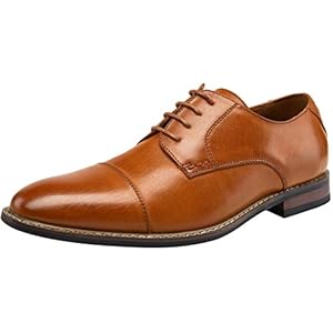 Jousen Men’s Dress Cap Toe Shoes Wingtip Brogue Oxford Formal Shoes for Men Business Derby Shoes