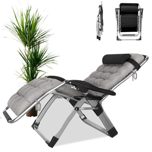 PMFRUG Relaxsessel Outdoor，Gartenliege Extra Hohe Sitzhöhe Sonnenliege Liegestuhl bis 200kg Belastbar Balkon Relaxsessel Gartenstuhl mit...