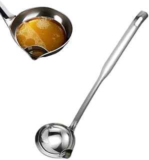Haofy Stainless Steel Oil Separating Ladle for Soup Hot Pot, Fine Filtering Holes