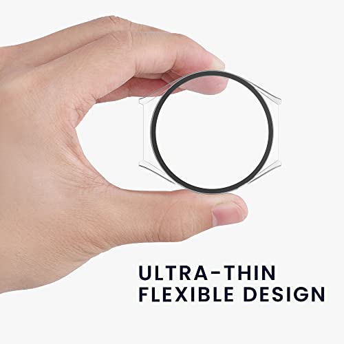 kwmobile Cover Compatible with Xiaomi Watch S1 Covers - 2x Tempered Glass with Plastic Frame - Black/Transparent - Image 4