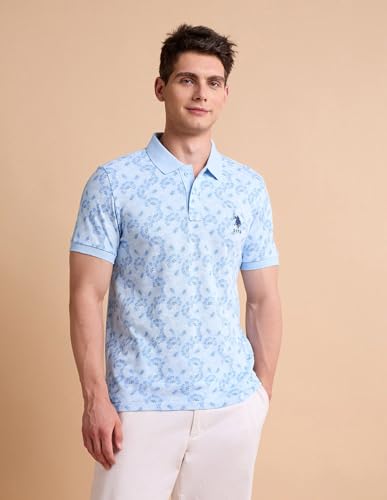 Image of U.S. Polo ASSN. Printed Polo T Shirts for Men - 100% Cotton, Half Sleeves Mens Tshirt