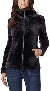 Image of 32 DEGREES Womens Plush Luxe Fur Super Soft Full Zip Jacket Outwear (Black, Large)