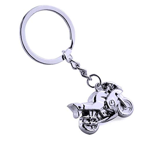 Preisvergleich Produktbild Motorrad-Anhänger Schlüsselanhänger Simulation Motorrad-Modell Cooler Mini Schlüsselanhänger Ring Schlüsselring-Halter-Geschenk 1PC Silber