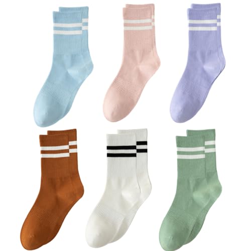 Women Socks 6 pares bambu Socks Sports Socks Ladies Socks Trainer Socks Womens 4-7 Multipack Breathable Crew Walking Socks Cotton Socks for Women, multicolorido, Tamanho único