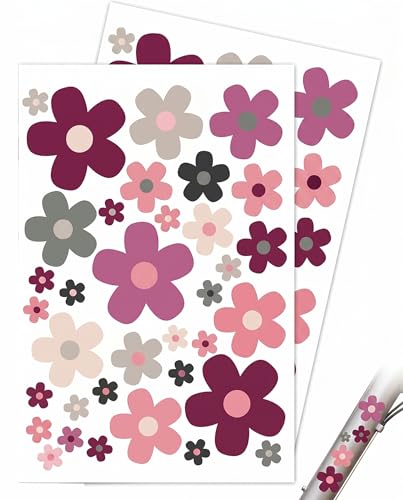 NOPKESV 2 Pièces Autocollants Fleurs Fuchsia pour Vélo, Résistants UV & Intempéries, Décoration Durable Casque, Scooter, Laptop, Skateboard