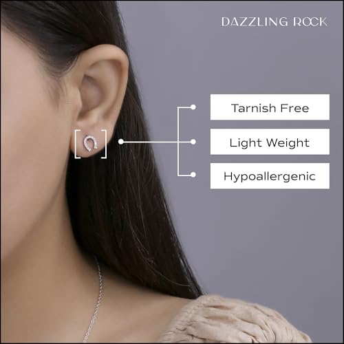 Dazzlingrock Collection Round White Diamond Horse Shoe Stud Earrings for Her (0.10 ctw, Color I-J, Clarity I1-I3) in Solid Gold2