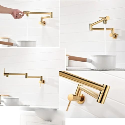 Robinet de cuisine pliant mural simple eau froide pivotant or - 4