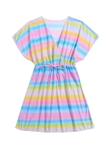 Milumia Girl's Tie Dye Coverups Wrap V Neck Sheer Cover Up Beachwear