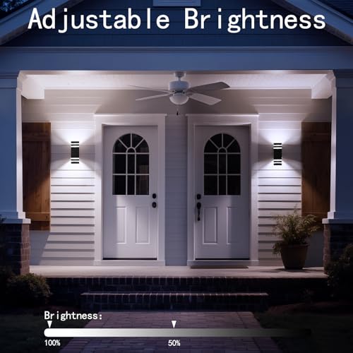 Image of Motion Sensor Outdoor Wall Lights, Cold Light with PIR Body Sensor, Black Aluminum Up & Down Porch Sconce, GU10 LED Bulbs Included, ETL Listed, Dusk to Dawn Garage & Garden Lighting Fixture