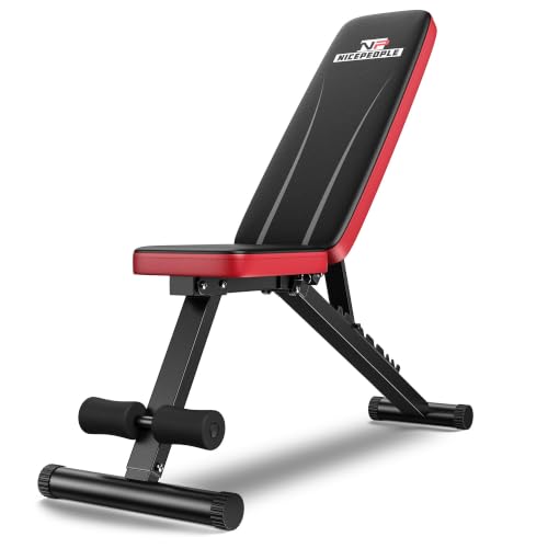 Image of NICEPEOPLE Adjustable Weight Bench for Home Gym, 660LBS Capacity Workout Bench with 8 Backrests for Chest Shoulders Arms, Compact and Foldable Strength Bench for Small Space Apartment Room