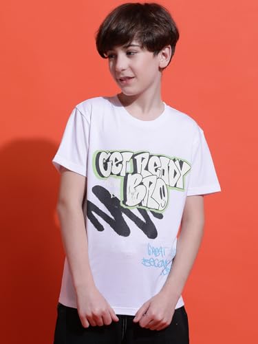 Image of Li'l Tomatoes Boys Cotton T-Shirt | Graphic Printed Half Sleeve Casual Summer Wear | Soft & Breathable | 9-16 Years