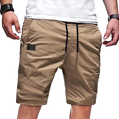 Image of Mens Casual Shorts Drawstring Summer Beach Stretch Twill Chino Golf Shorts Breathable Outdoor Hiking Joggers Short