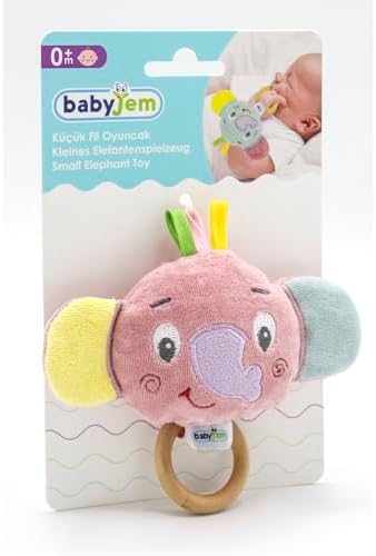 Babyjem Ahşap Halkalı Küçük Oyuncak Fil (Gül Kurusu) - Görsel 2