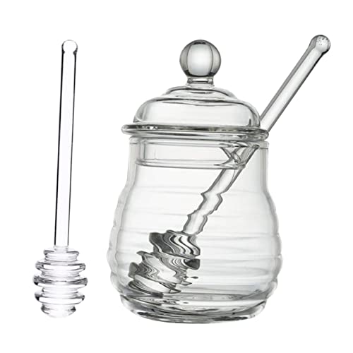 GRIRIW Set Honey Storage Jar Lidded Honey Pot Stir Bar Easy Identify Food Honey Container for Kitchen