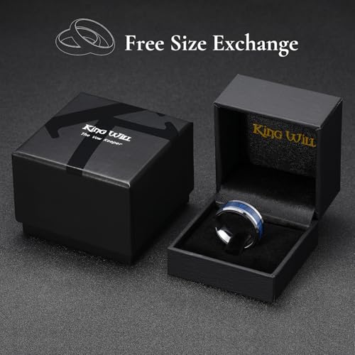 Image of King Will Nature Koa Wood Inlay Tungsten Carbide Wedding Ring 8mm Silver /Black /Gold /Green /Rose Gold /Blue Wedding Band for Men High Polished Anniversary Rings Comfort Fit Size 6-15