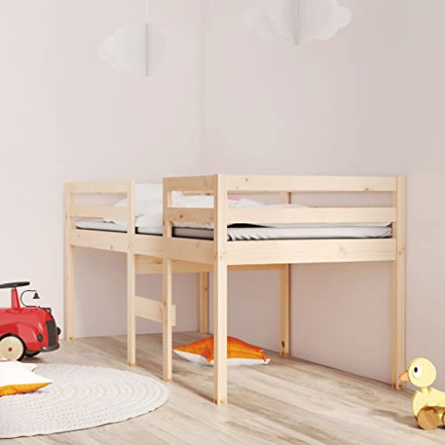 HaoChrymec Hochbett 75x190 cm aus Massivholz Kiefer, Praktisches Design für Kleine Räume, Robustes & Sicheres Design, hochbett Kinder, etagenbett 2...