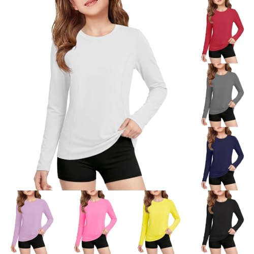 Girls Long Sleeve Shirts Underscrub Crew Neck Slim Fit Tops Casual Tee - image 1