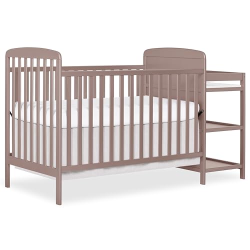 Image of Dream On Me Anna 3-in-1 Convertible Full-Size Baby Crib & Changer with Storage in Brown Sugar, GreenGuard Gold & BSA, Pinewood, Converts to Day & Toddler Bed, 3 Mattress Heights, 1″ Changing Pad