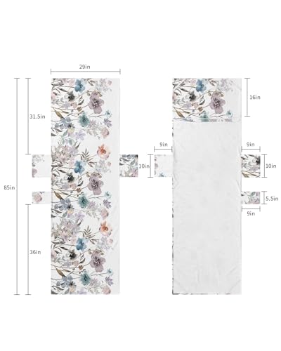 Spring Floral Beach Lounge Chair Towel Cover, Soft Chaise Lounge Towel with Side Pockets Patio Pool Chairs Cover for Beach/Pool Sunbathing 29x85 Summer Botanical Flowers Watercolor