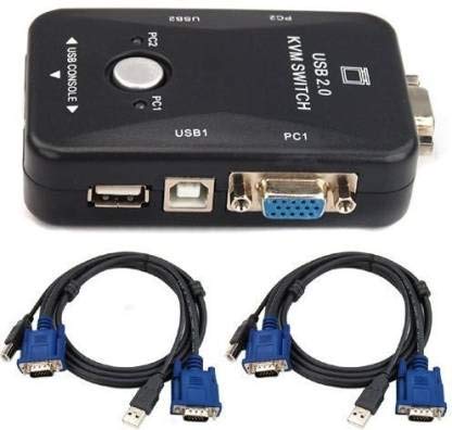 2 Port USB 2.0 KVM Switch Box with 2 KVM Cables to Control up to 2 Computers for Computer Sharing Video Mouse Keyboard Monitor-image-49