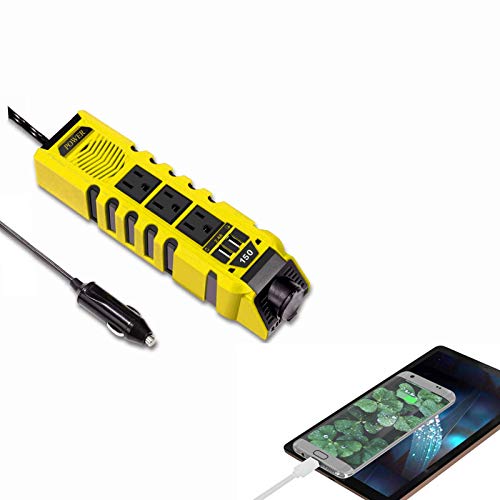VEMOTE 150W Car Power Inverter Charger DC 12V to 110V AC Converter with 2.4A Dual USB Ports 3 Charger Outlets and 1 Cigarette Lighter Socket Adapter for Phones Tablets PC Laptops