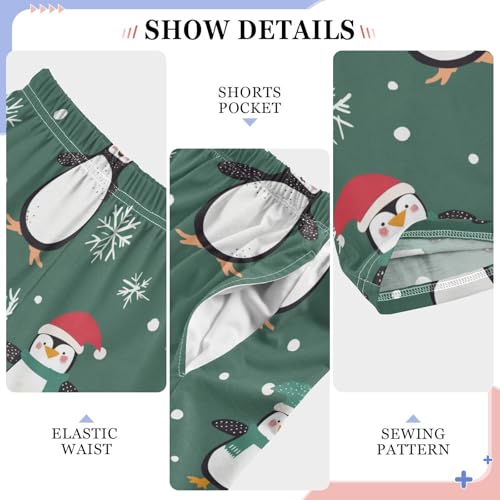 ZZXXB Xmas Penguin Snow Boys Long Pants Soft Trousers Elastic Waist Kids Lounge Bottoms with Pockets S-XL4