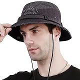 DORRISO Damen Herren Sonnenhut UPF 50 Strand Faltbar Safarihut Unisex Reisen Outdoor Hut Fischerhut Anglerhut Gartenhut Bergsteigen Campinghut Schwarz