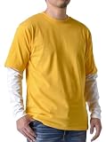 [アルージェ] 長袖Tシャツ ロンT メンズ 重ね着風 レイヤード 綿混 / H3D / M オレンジ×ホワイト