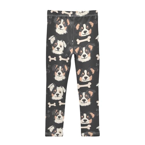 Black Dog Bone Girls Leggings Soft Stretch Workout Yoga Dance Pants for Kids Casual Tights2