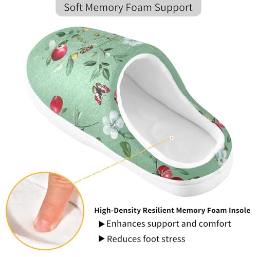 JUNZAN Funny Cranberries Fruit Sage Green Mens Cotton Slipper Comfy Memory Foam Foam Slippers for Outdoor Funny Presents 6-72