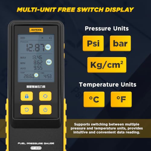 Image of AUTOOL Digital Fuel Pressure Tester Kit 426PSI with 29 Accessories (PT635)