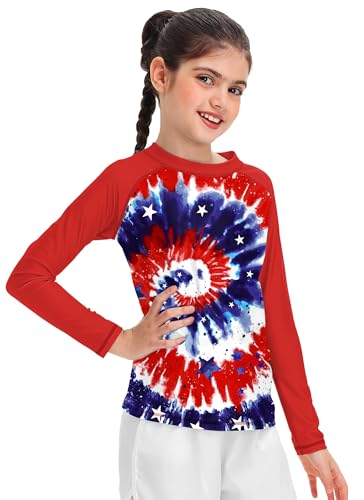 Image of Remimi Unisex Kids Rash Guard Long Sleeve SPF 50+ Tie Dye Sun Shirt 3-12 Years