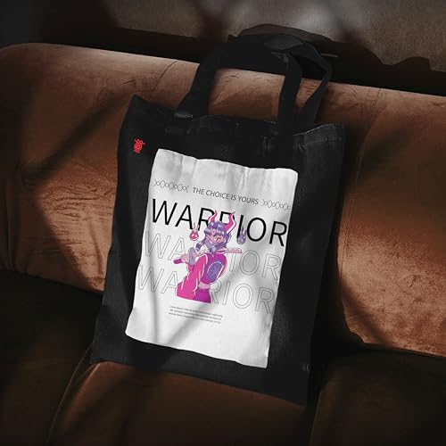 Image of ZORI Black Tote Bag With Pocket Printed Designed Canvas Tote Bags For Women large capacity,Tote bag For Shopping, College, Travel, More Canvas Handbag For Unisex Bag