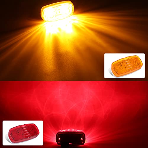 Vinauo Trailer Marker Led Clearance Lights, 14X Double Bullseye 7 Red & 7Amber 12 Led Side Marker Light Indicator 4X2 Inch Tiger Eye Surface Mount Taillights For Vehicles Truck Rv Camper #TOP4