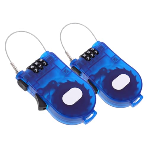 Toyvian 2 Cerraduras De Cable Retráctiles Con Candado De Alambre De Plástico Azules Ajustables Con Combinación De Seguridad