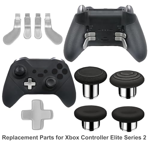Image of 9 in1 Metal Thumbsticks Accessories for Xbox Elite Controller Series 2 Core, Replacement Paddles Parts Repair Kit for Elite Series 2 Core Controller with 4 Swap Joystick, 4 Paddles,1 D-Pads(Silver) [video game]