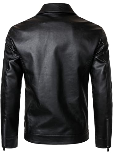 HOOD CREW Mens Leather Jacket Motorcycle Biker Jackets Casual Lightweight Faux Leather Outwear4