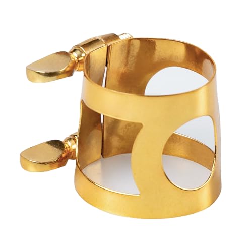 Gold Plated Brass Saxophone Ligature for Alto Tenor Sax, Adjustable Double-Screw Mouthpiece...