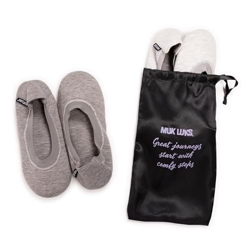 MUK LUKS Women's 2 Pack Travel Ballerina Set Slipper, Grey, X-Large4