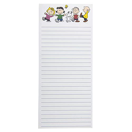 Graphique Peanuts Gang Magnetic Notepad, Classic Peanuts Cast on Each Page & 2 Magnets to Hang on Refrigerator or Whiteboard, 100 Lined Sheets, 4" x 9.25" x 0.5"