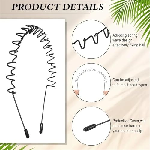 Diadema de metal unisex negra para pelo rizado y liso accesorios de cabello 6