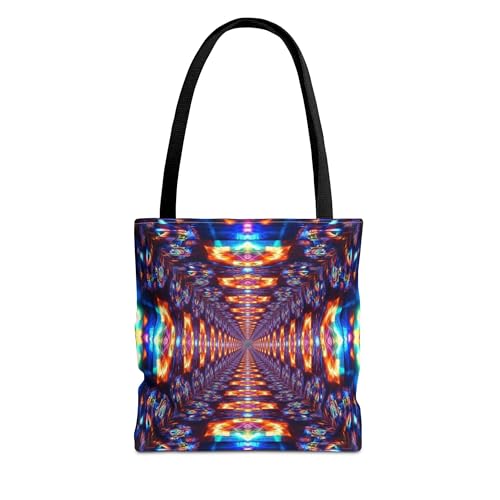 Premium Tote Bag with Reinforced Stitching - A Vividly Colored Kaleidoscope Tunnel Glowing Endlessly