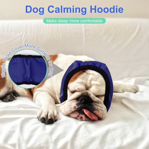 Image of MIGOHI Dog Ear Muffs Noise Protection, Calming Hoodie with Soft Padding-Adjustable Headphones for Dog, Hook & Loop Headband for Dogs, L, Navy Blue