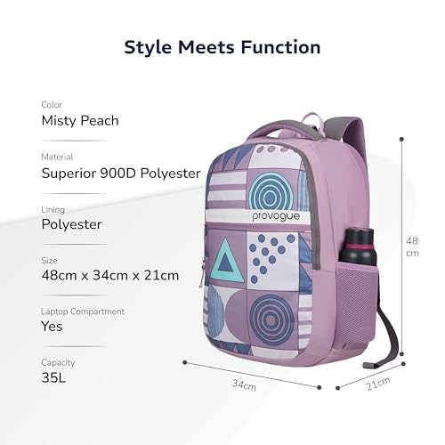 Image of Provogue Blaze Laptop Backpack 35L with 2 spacious compartments and Rain Cover - School Bag for Girls | Girls School Bag, College Backpack for Women and Men with Laptop compartment